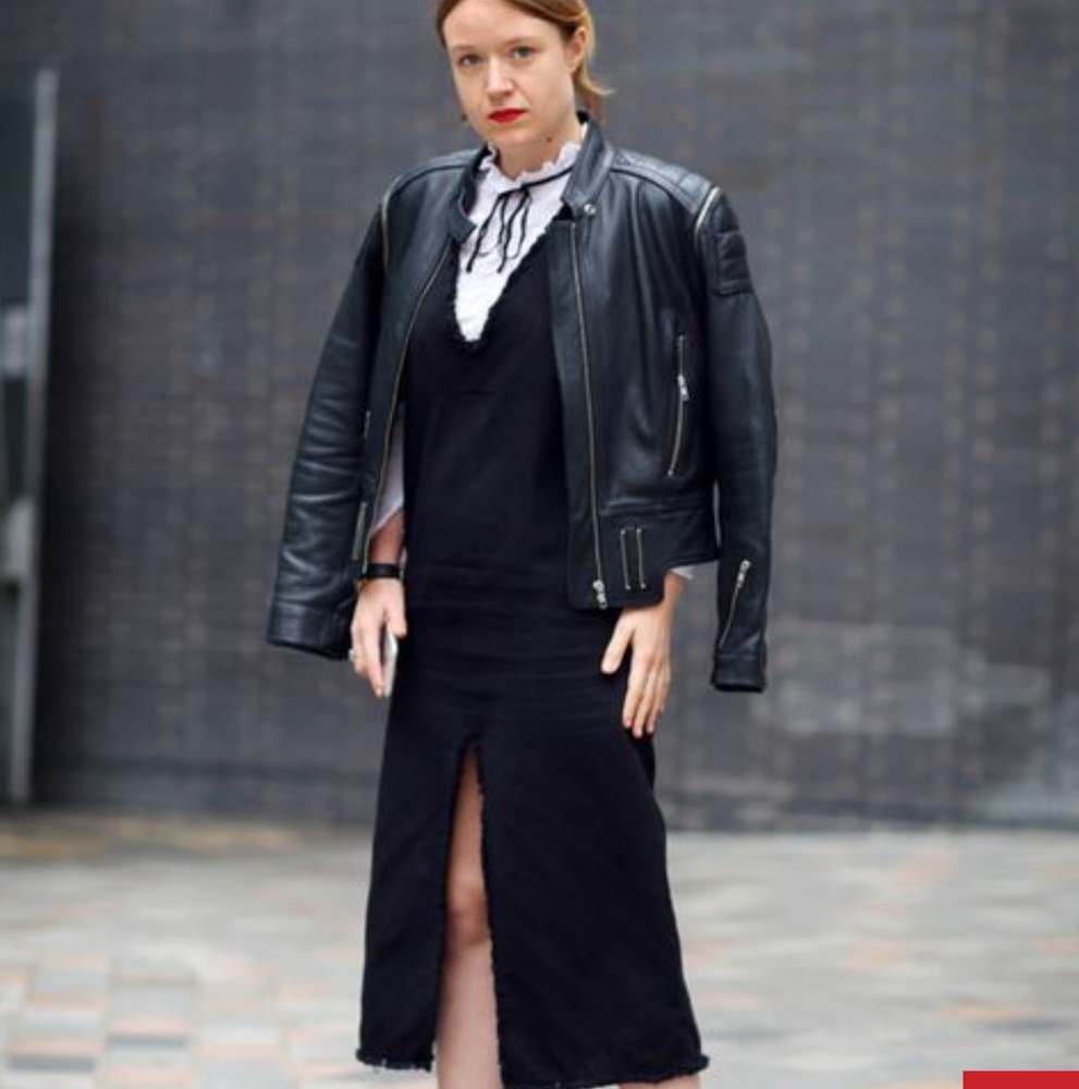 ZARA cotton fringe v neck, front slit dress